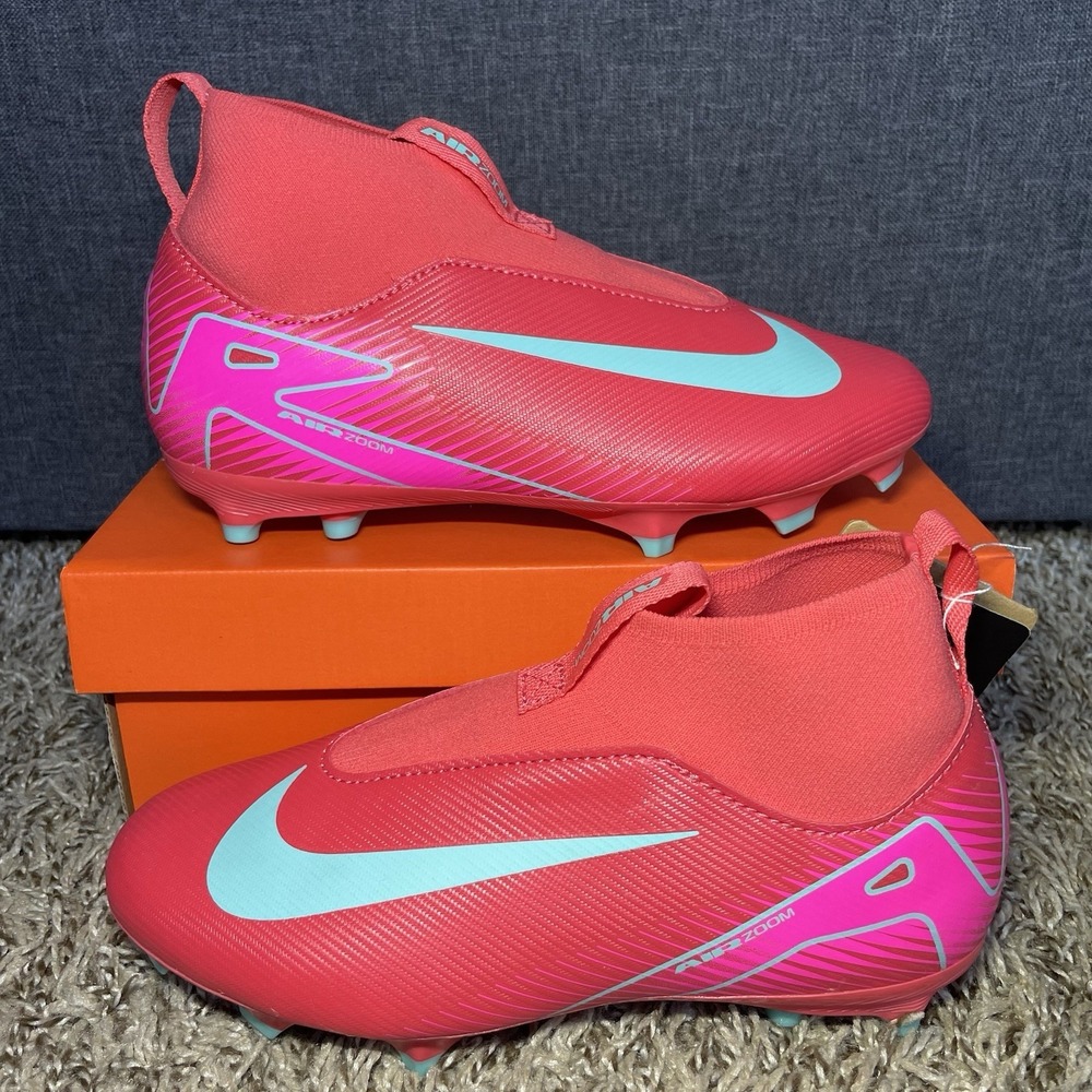 Nike Zoom Mercurial Superfly 10 Academy MG Youth Size 1 Soccer Cleats Red NEW